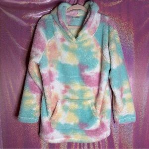 Rue 21 The Cozy Collection Fuzzy Rainbow Tie Dye Pullover Lounge Hoodie